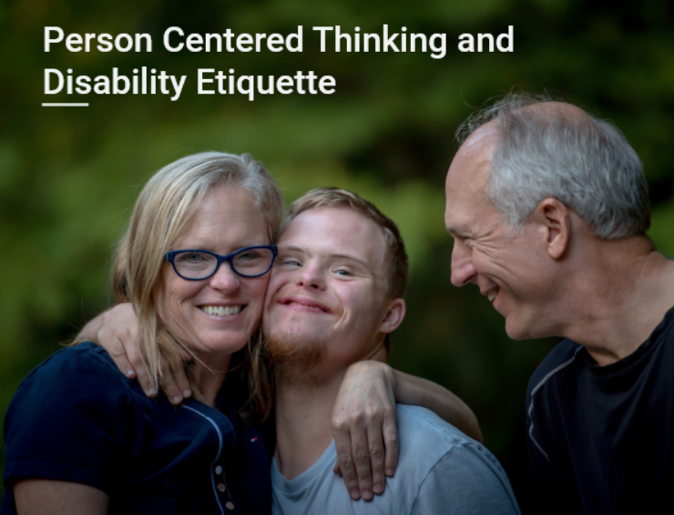 happy family, person with downs syndrome in center